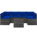 VidaXL 7-delige Loungeset met kussens pallet massief grenenhout