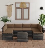 VidaXL 7-delige Loungeset met kussens pallet massief grenenhout