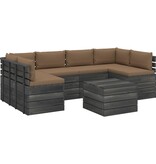 vidaXL 7-delige Loungeset met kussens pallet massief grenenhout