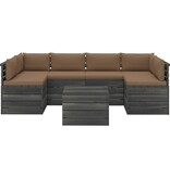 VidaXL 7-delige Loungeset met kussens pallet massief grenenhout