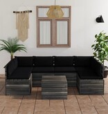 vidaXL 7-delige Loungeset met kussens pallet massief grenenhout