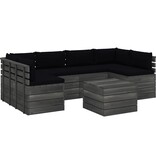 vidaXL 7-delige Loungeset met kussens pallet massief grenenhout