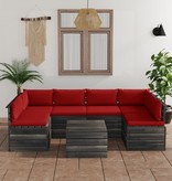 vidaXL 7-delige Loungeset met kussens pallet massief grenenhout