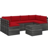 vidaXL 7-delige Loungeset met kussens pallet massief grenenhout