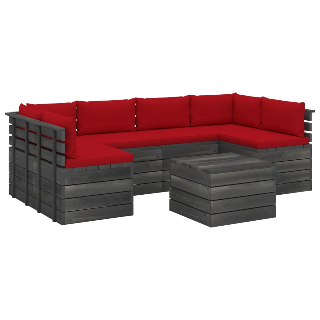 vidaXL 7-delige Loungeset met kussens pallet massief grenenhout