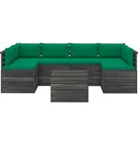 vidaXL 7-delige Loungeset met kussens pallet massief grenenhout