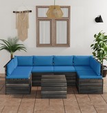 vidaXL 7-delige Loungeset met kussens pallet massief grenenhout