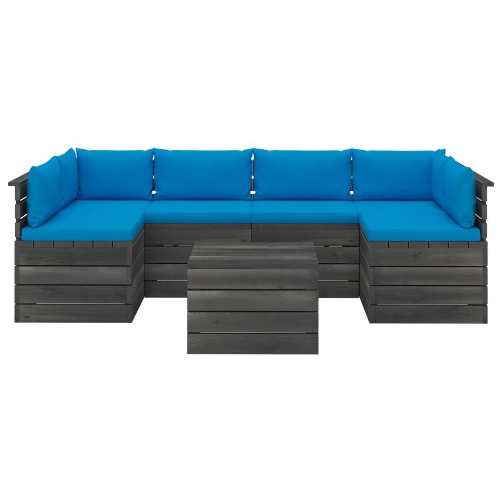 VidaXL 7-delige Loungeset met kussens pallet massief grenenhout