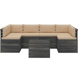 vidaXL 7-delige Loungeset met kussens pallet massief grenenhout