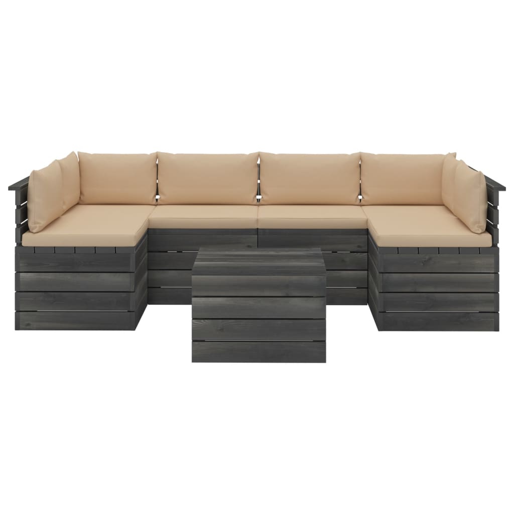 vidaXL 7-delige Loungeset met kussens pallet massief grenenhout