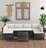 VidaXL 7-delige Loungeset met kussens pallet massief grenenhout