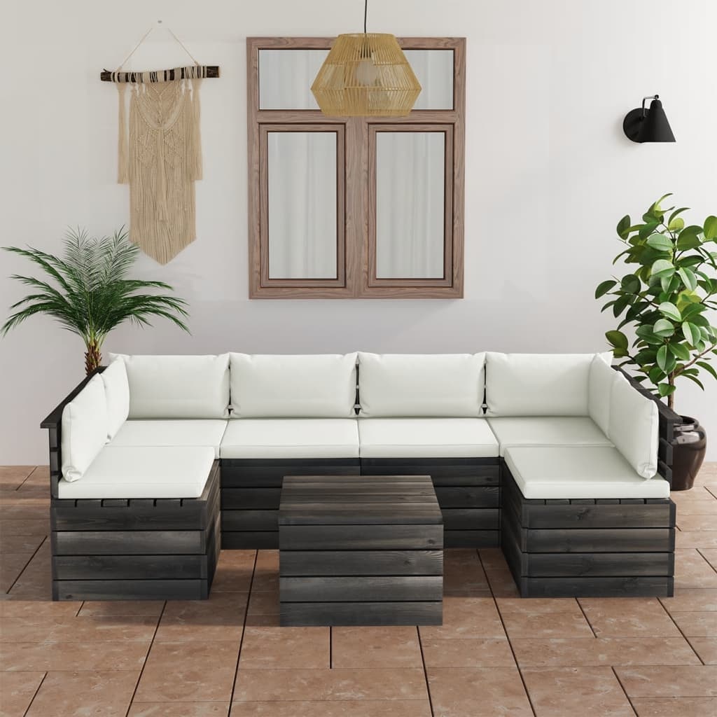 VidaXL 7-delige Loungeset met kussens pallet massief grenenhout