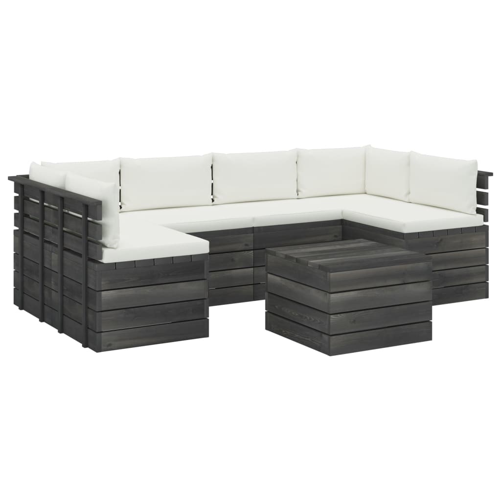 VidaXL 7-delige Loungeset met kussens pallet massief grenenhout