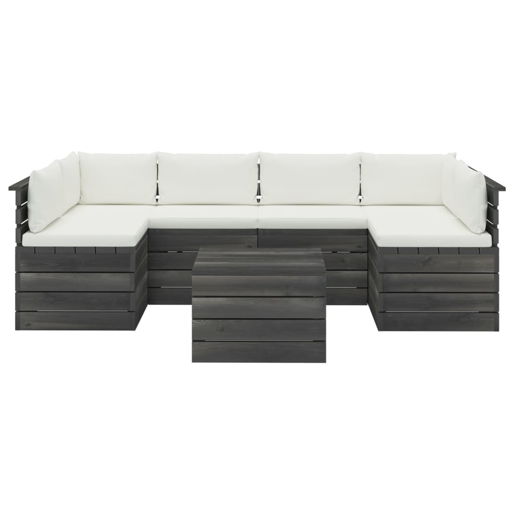 VidaXL 7-delige Loungeset met kussens pallet massief grenenhout