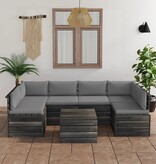VidaXL 7-delige Loungeset met kussens pallet massief grenenhout