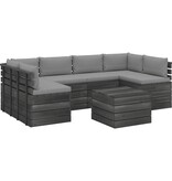 VidaXL 7-delige Loungeset met kussens pallet massief grenenhout
