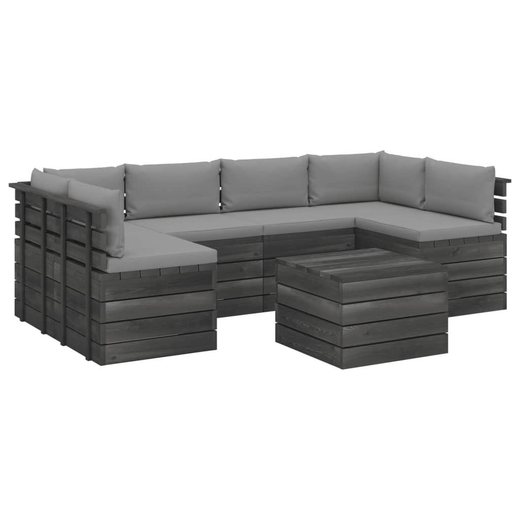 VidaXL 7-delige Loungeset met kussens pallet massief grenenhout