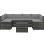 VidaXL 7-delige Loungeset met kussens pallet massief grenenhout