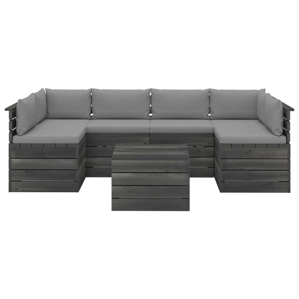 VidaXL 7-delige Loungeset met kussens pallet massief grenenhout