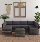 VidaXL 7-delige Loungeset met kussens pallet massief grenenhout