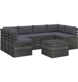 VidaXL 7-delige Loungeset met kussens pallet massief grenenhout