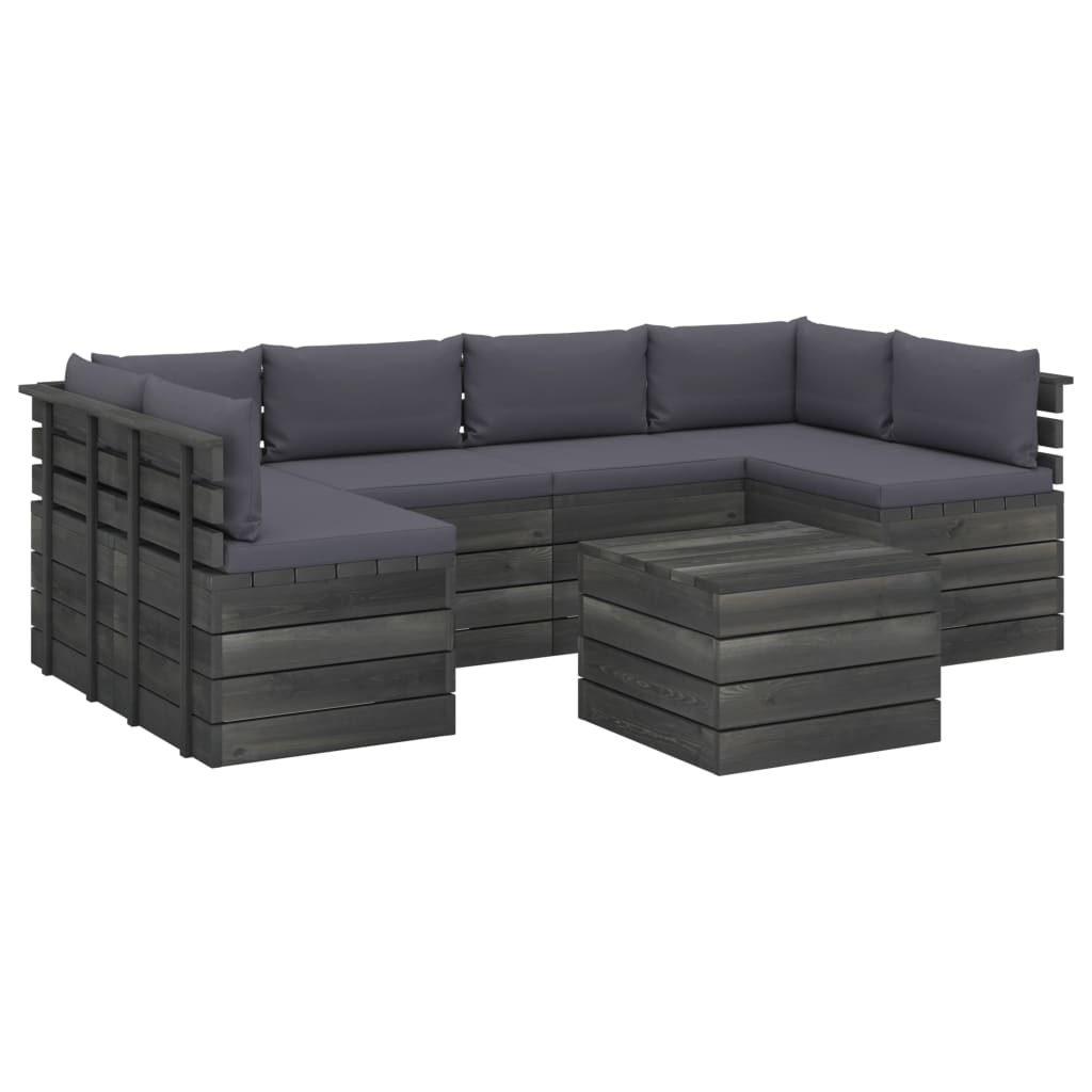 VidaXL 7-delige Loungeset met kussens pallet massief grenenhout