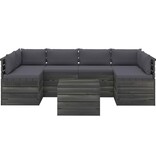 VidaXL 7-delige Loungeset met kussens pallet massief grenenhout