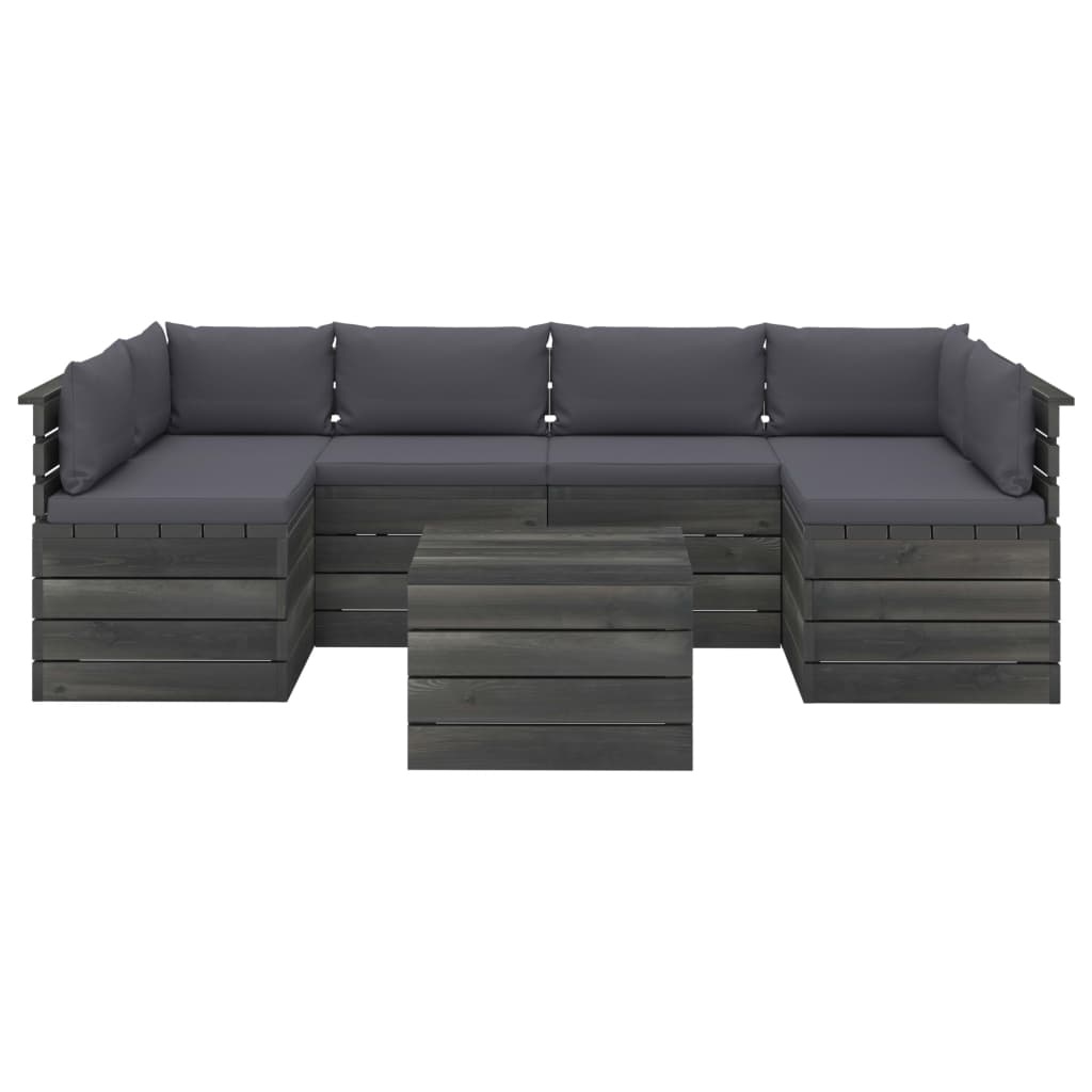 VidaXL 7-delige Loungeset met kussens pallet massief grenenhout