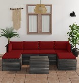 VidaXL 7-delige Loungeset met kussens pallet massief grenenhout