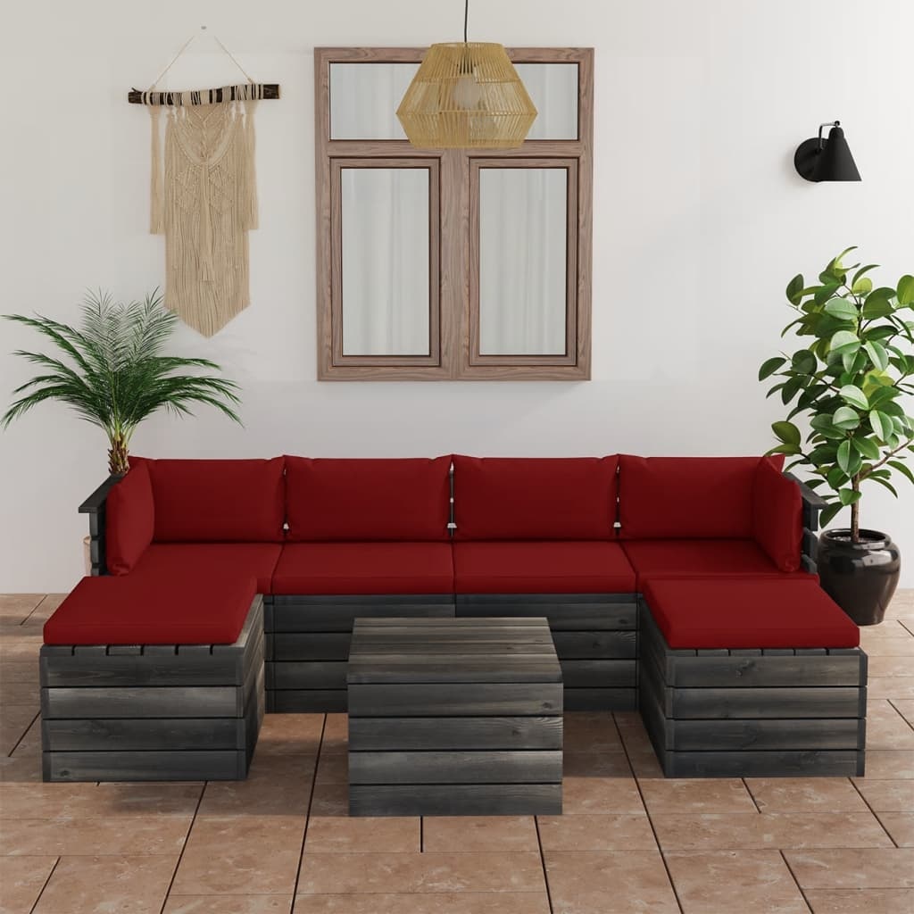 VidaXL 7-delige Loungeset met kussens pallet massief grenenhout