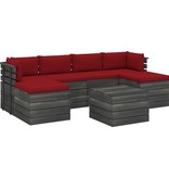 VidaXL 7-delige Loungeset met kussens pallet massief grenenhout