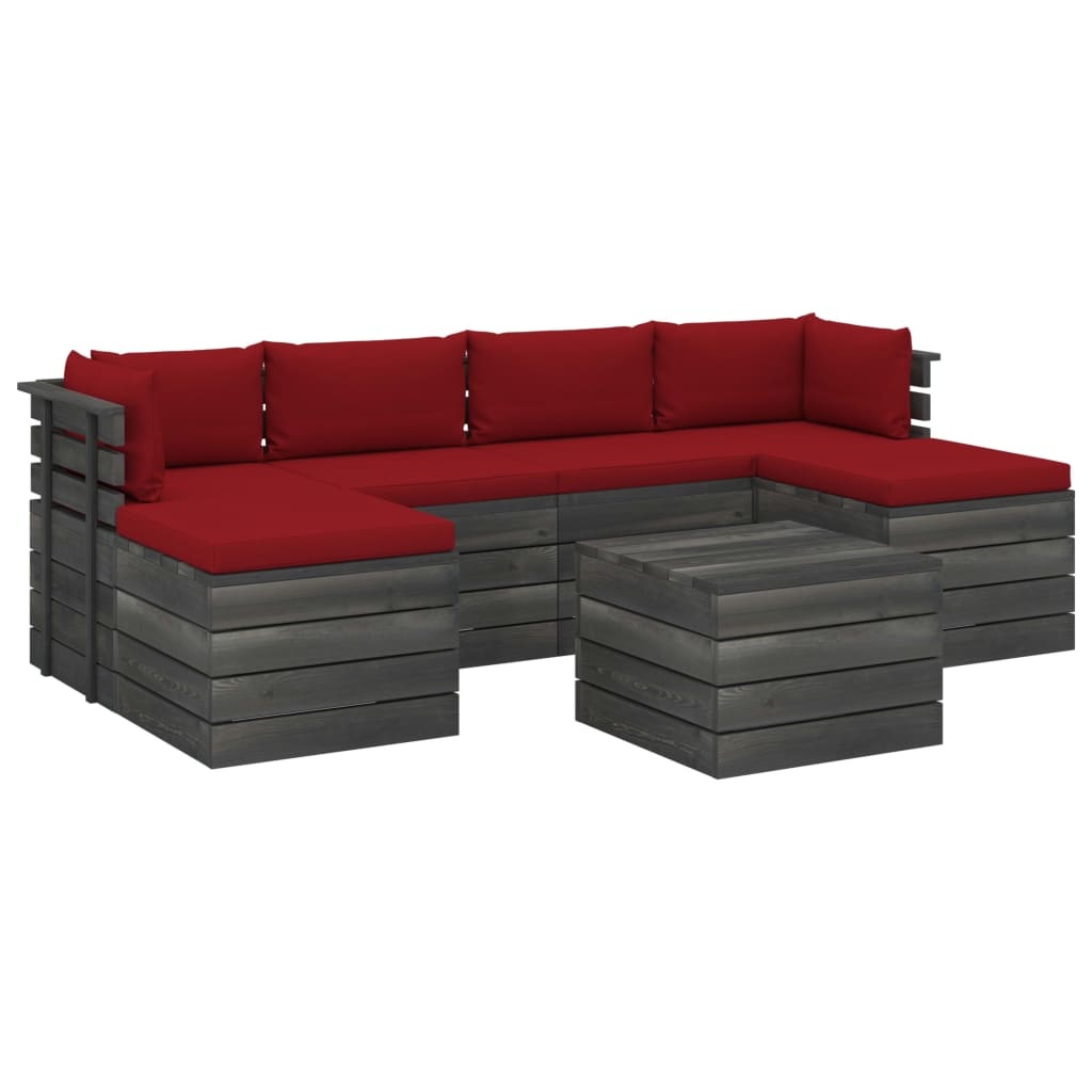 VidaXL 7-delige Loungeset met kussens pallet massief grenenhout