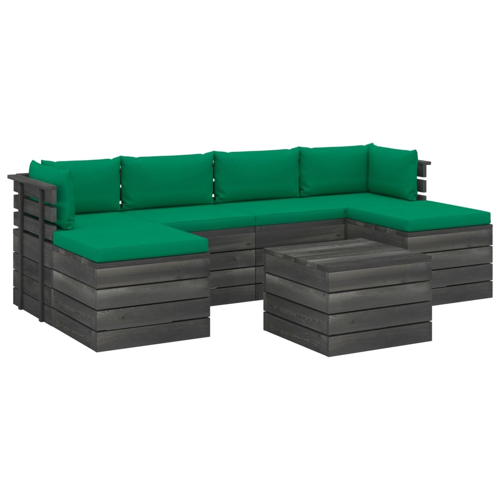 VidaXL 7-delige Loungeset met kussens pallet massief grenenhout