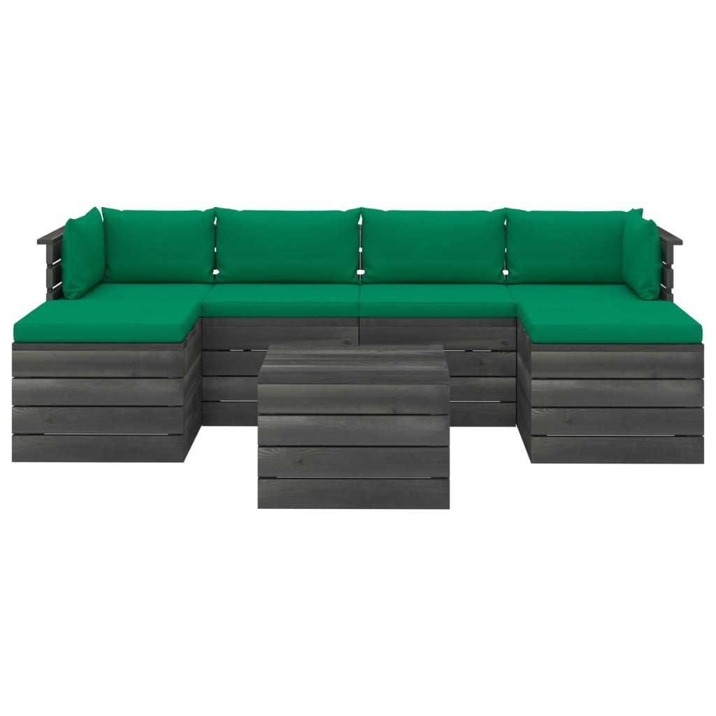 VidaXL 7-delige Loungeset met kussens pallet massief grenenhout