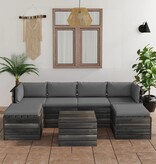 VidaXL 7-delige Loungeset met kussens pallet massief grenenhout