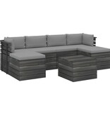 VidaXL 7-delige Loungeset met kussens pallet massief grenenhout