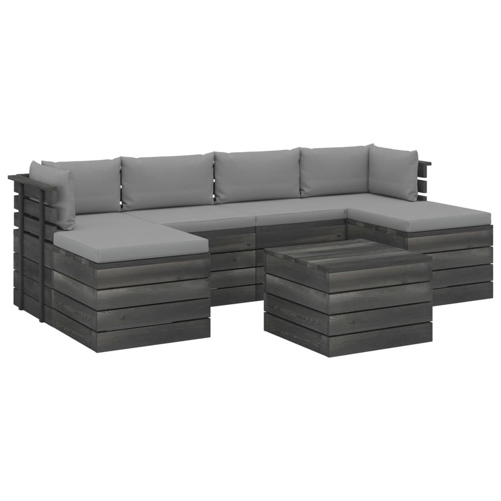 VidaXL 7-delige Loungeset met kussens pallet massief grenenhout