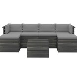 VidaXL 7-delige Loungeset met kussens pallet massief grenenhout