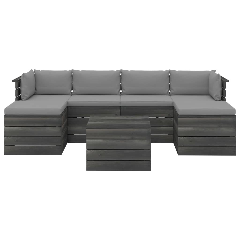 VidaXL 7-delige Loungeset met kussens pallet massief grenenhout