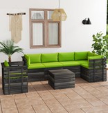 VidaXL 7-delige Loungeset met kussens pallet massief grenenhout