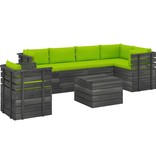 VidaXL 7-delige Loungeset met kussens pallet massief grenenhout