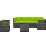 VidaXL 7-delige Loungeset met kussens pallet massief grenenhout
