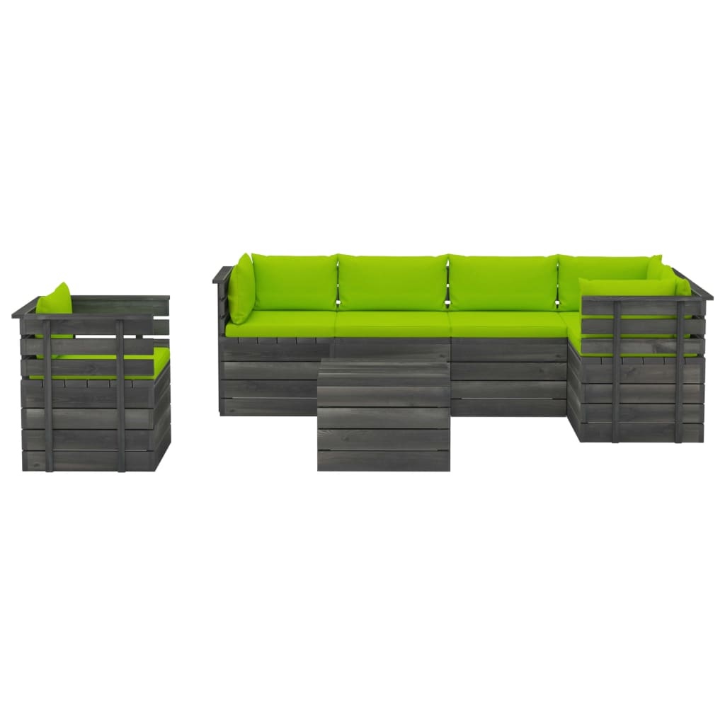 VidaXL 7-delige Loungeset met kussens pallet massief grenenhout