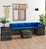 VidaXL 7-delige Loungeset met kussens pallet massief grenenhout