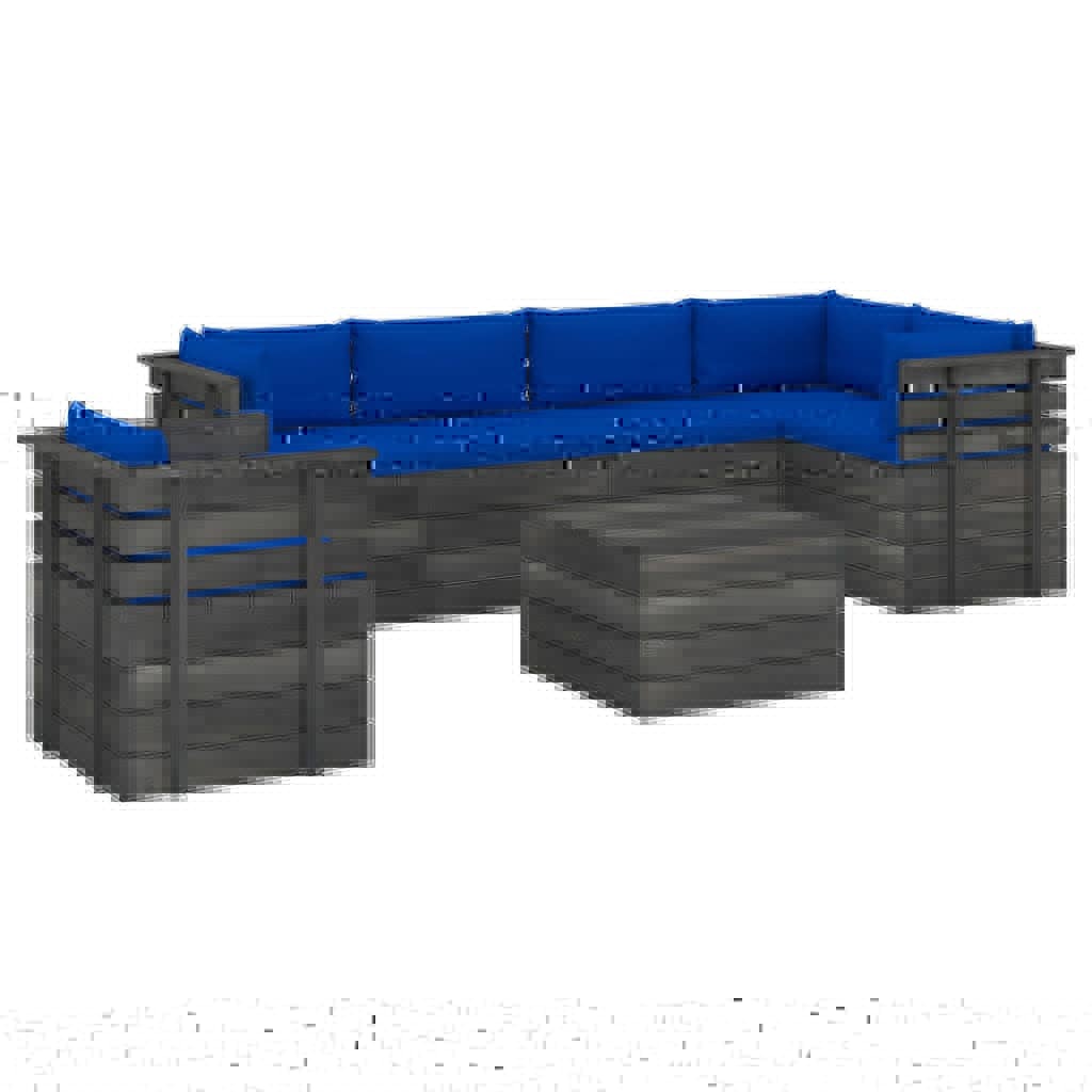 VidaXL 7-delige Loungeset met kussens pallet massief grenenhout