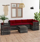 VidaXL 7-delige Loungeset met kussens pallet massief grenenhout