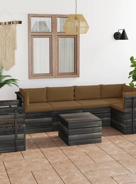 VidaXL 7-delige Loungeset met kussens pallet massief grenenhout