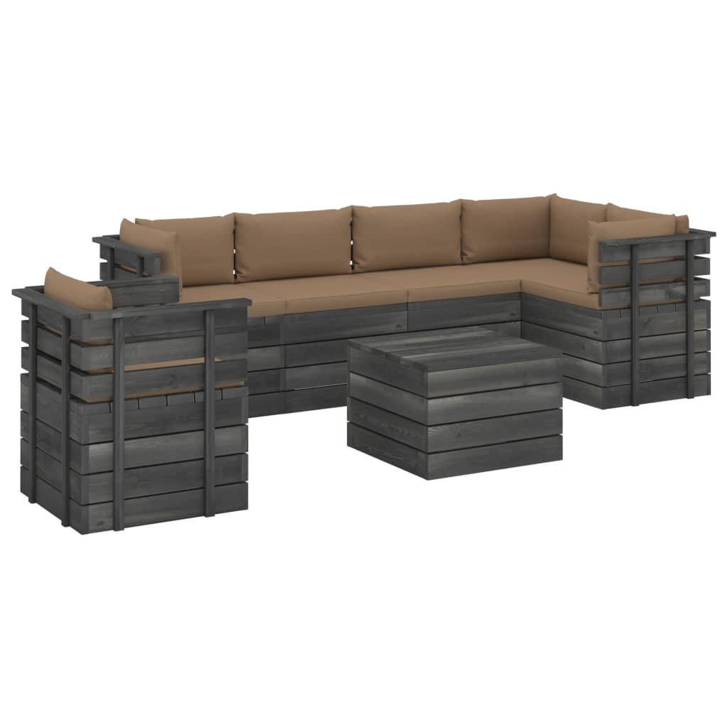 VidaXL 7-delige Loungeset met kussens pallet massief grenenhout