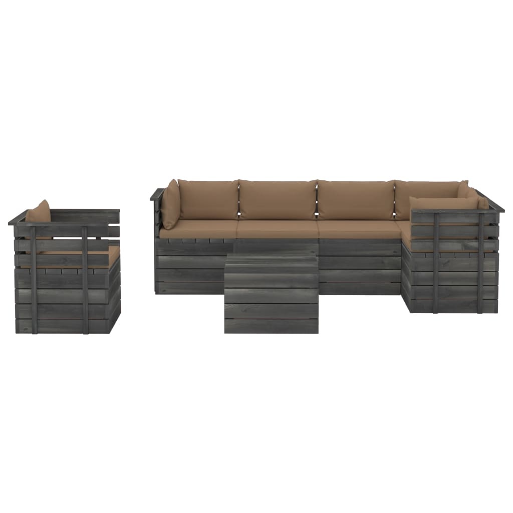VidaXL 7-delige Loungeset met kussens pallet massief grenenhout