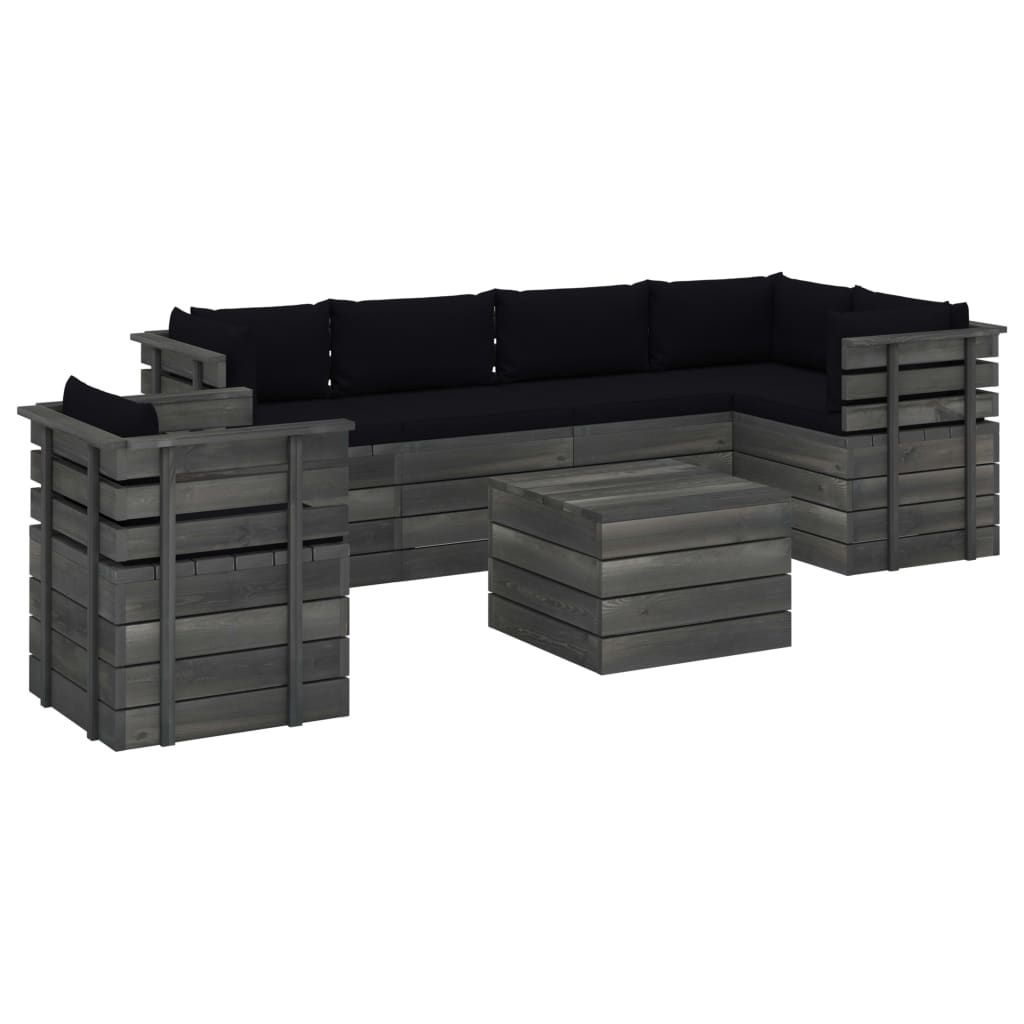 VidaXL 7-delige Loungeset met kussens pallet massief grenenhout